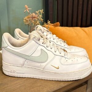 Nike Air Force 1 White with Gold and Gray Accents